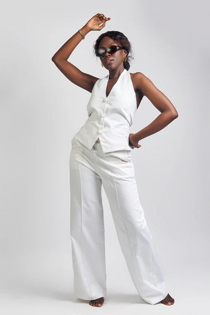 “Girl Boss” Wide Leg Pants- White