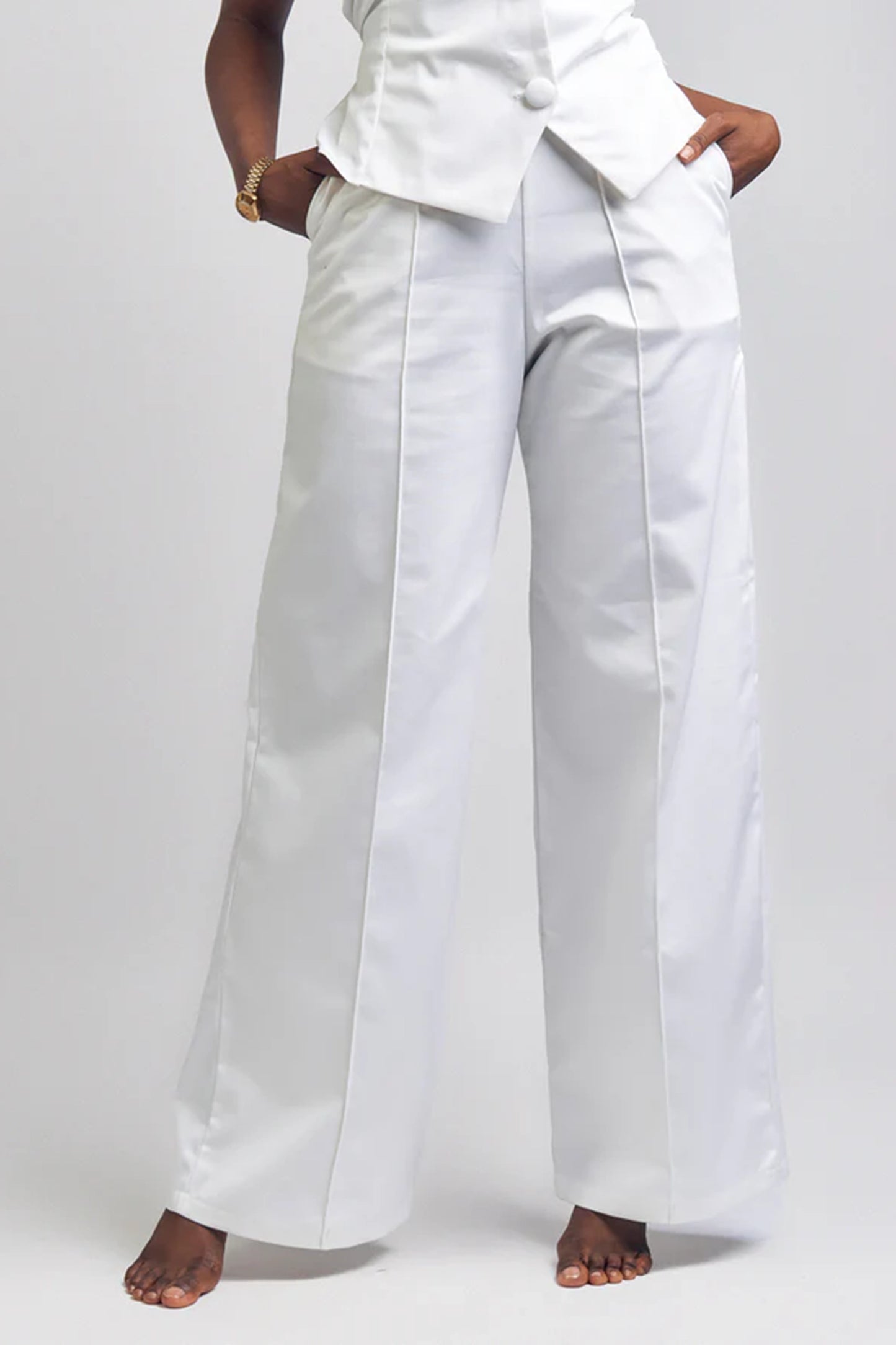 “Girl Boss” Wide Leg Pants- White