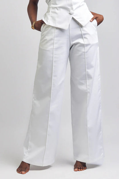 “Girl Boss” Wide Leg Pants- White