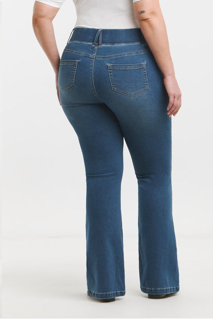 Stretch Flared Pull On Jeggings - Mid Wash