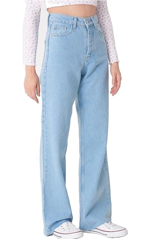 Stylish Ice Blue Wide Legged Jeans