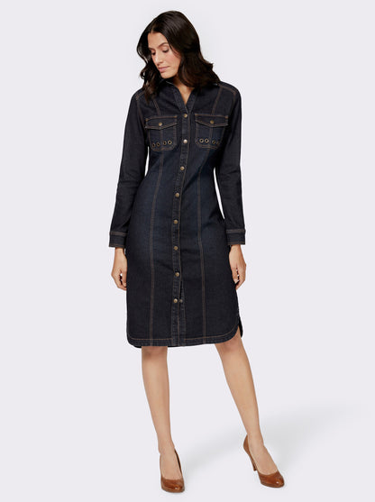 Witt-Weiden's Dark Blue Long-Sleeve Denim Shirt Dress