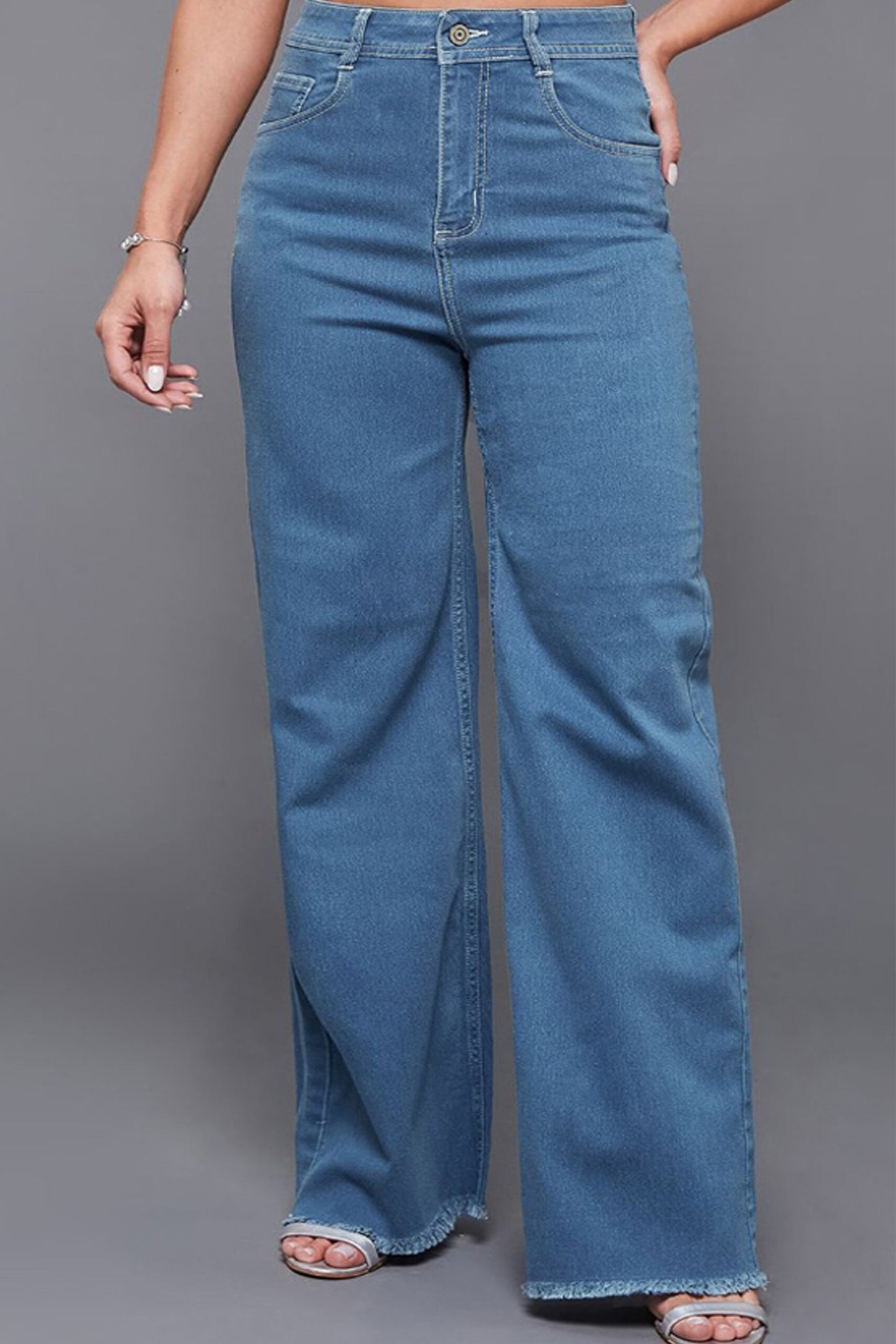High Waist Wide  Leg  Corp Denim