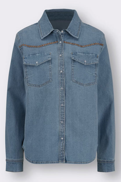 Shirt blouse with decorative seams
