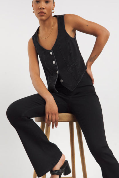 Black Flared Highwaist Super Stretch Jean