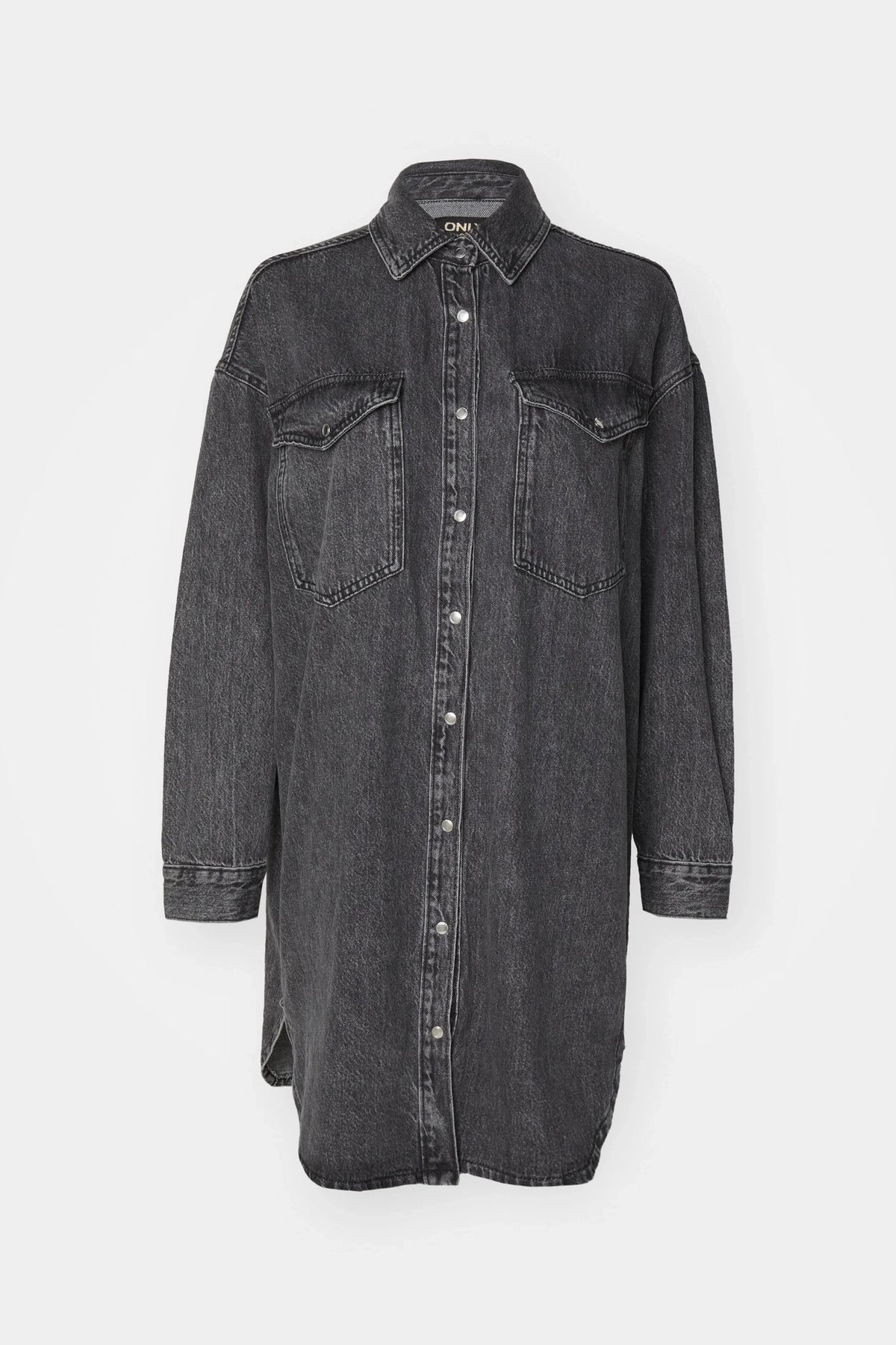 Longline Charcoal Grey Denim  Shirt