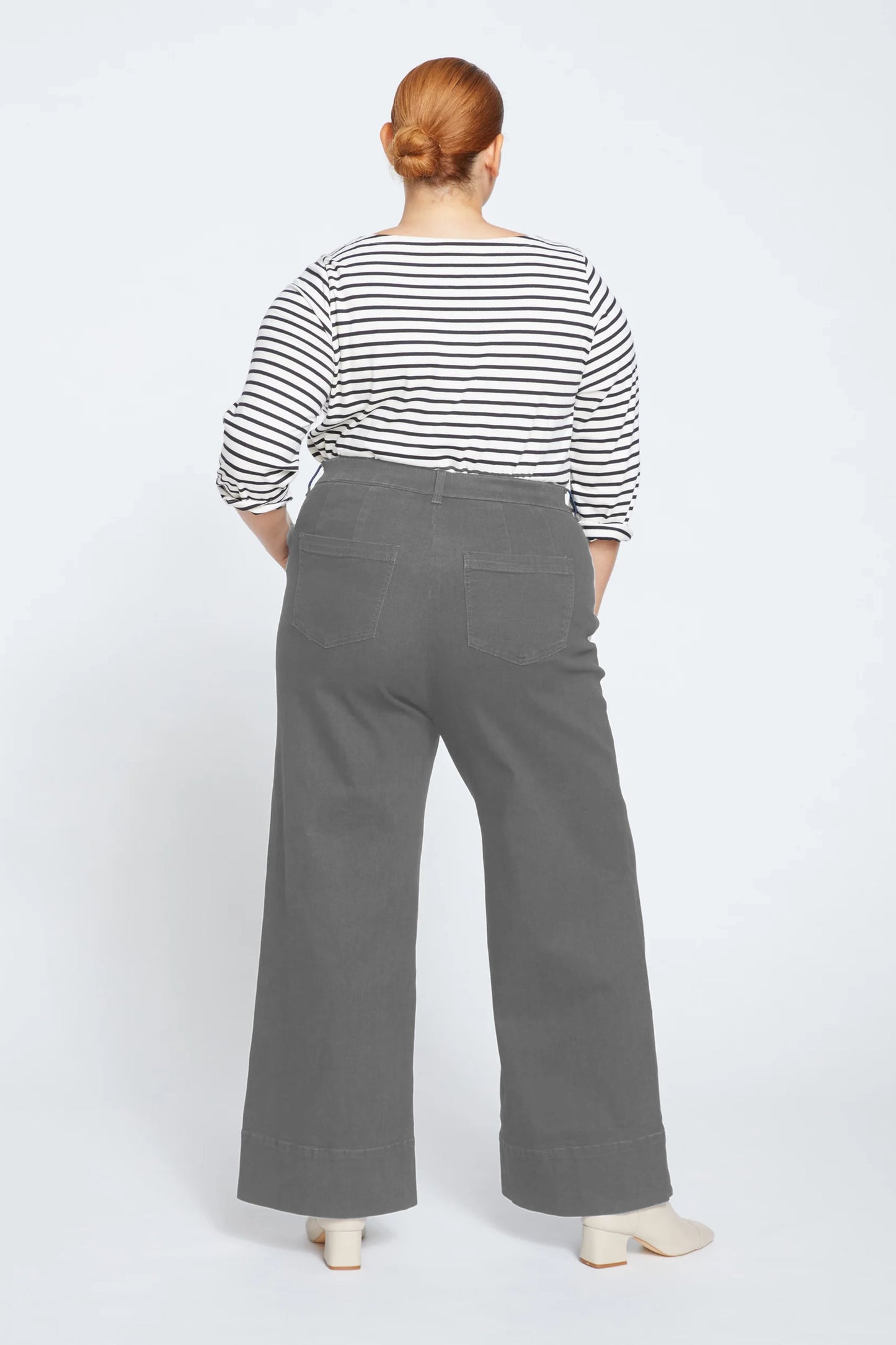 Wide Leg Grey Denim Trousers
