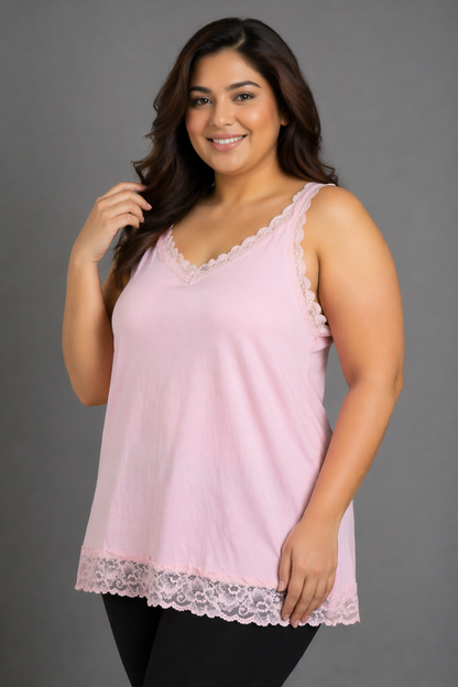 Feminine Lace-Trim Camisole