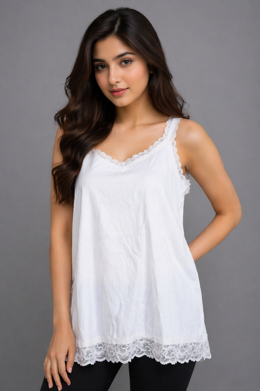 Feminine Lace-Trim Camisole