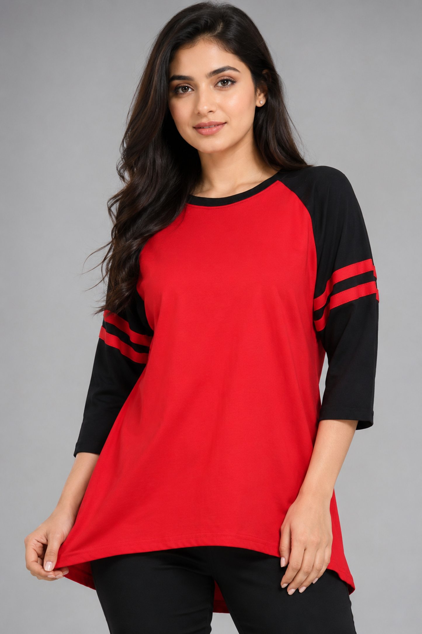 Contrast Raglan Sleeve Varsity Tee