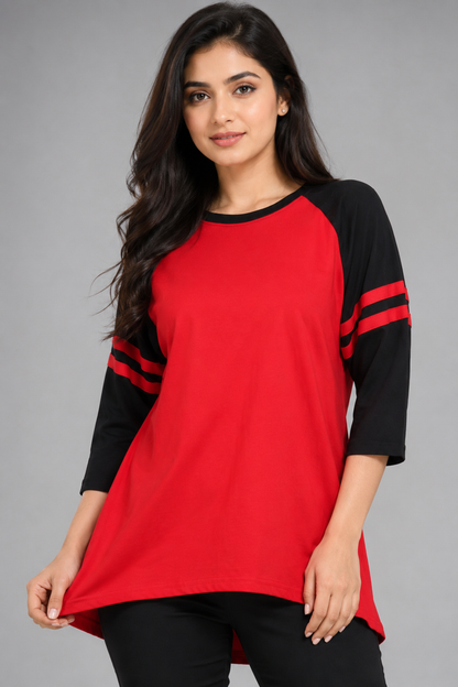 Contrast Raglan Sleeve Varsity Tee