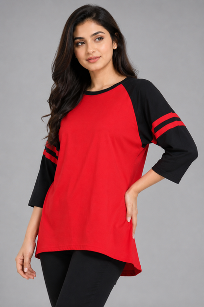 Contrast Raglan Sleeve Varsity Tee