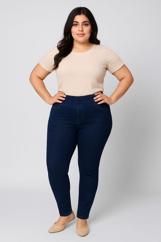 Women's Ieti Elastic Waist Jeggings - Dark Blue