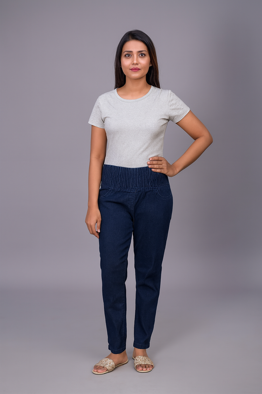 Women's Ieti Elastic Waist Jeggings - Dark Blue
