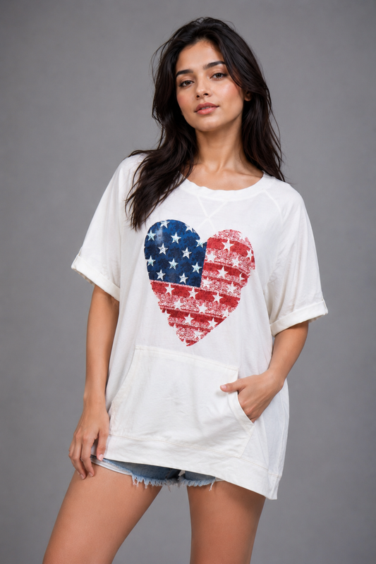 American Heart Patriotic Oversized Tee