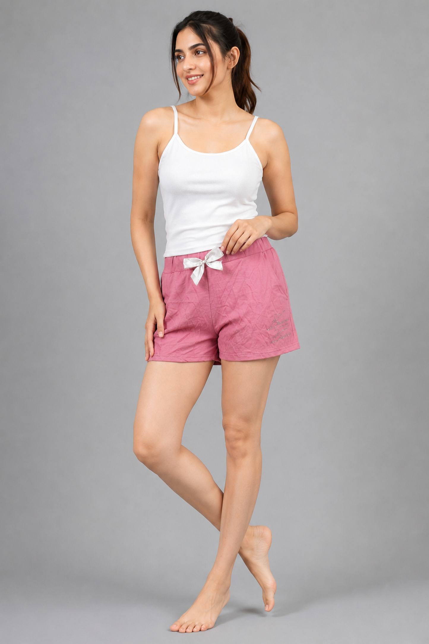 Comfy Satin-Bow Lounge Shorts