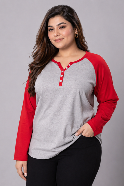 Casual Long-Sleeve Henley Top