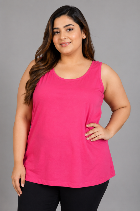 Vibrant Hot Pink Scoop Neck Tank Top – Lightweight Sleeveless Cami