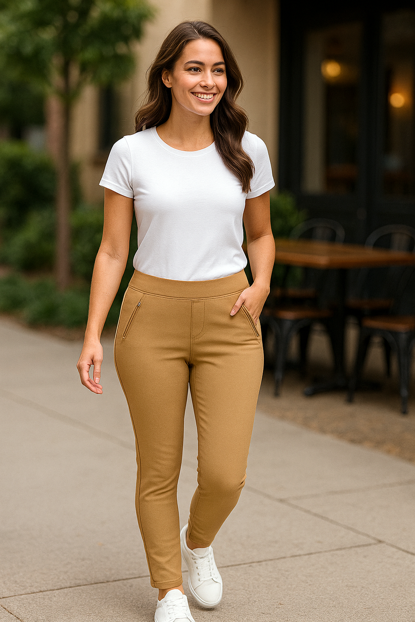 Women's Cotton Stretch Jegging – Camel Brown