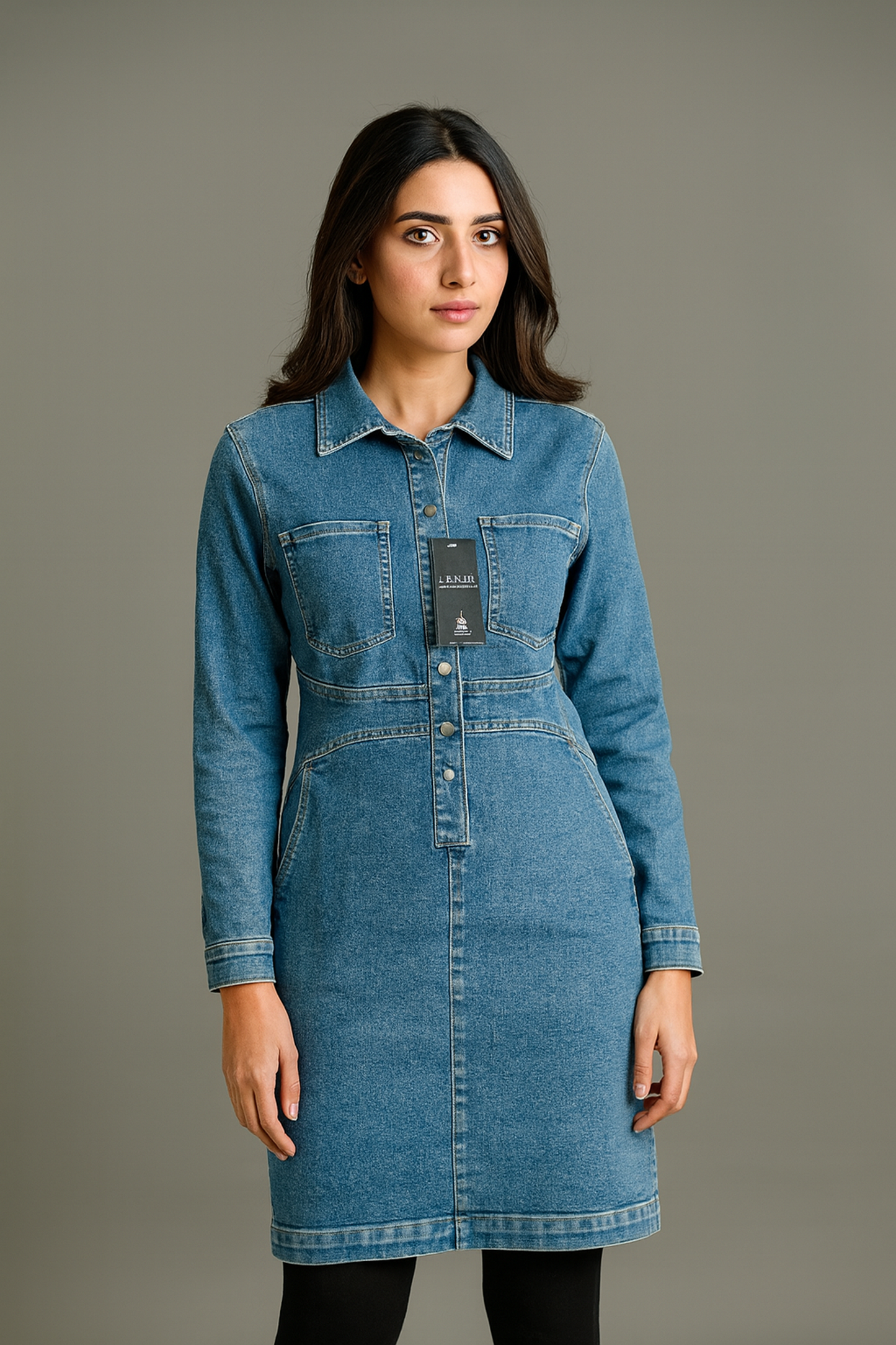 Women's Long-Sleeve Denim Shirt Dress