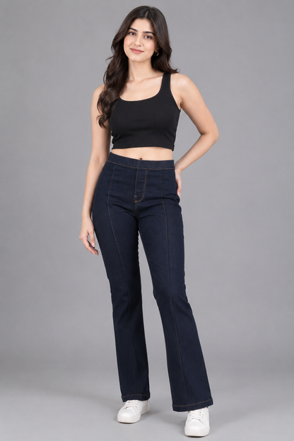 Women's High-Waisted Dark Wash Seamed Jeggings