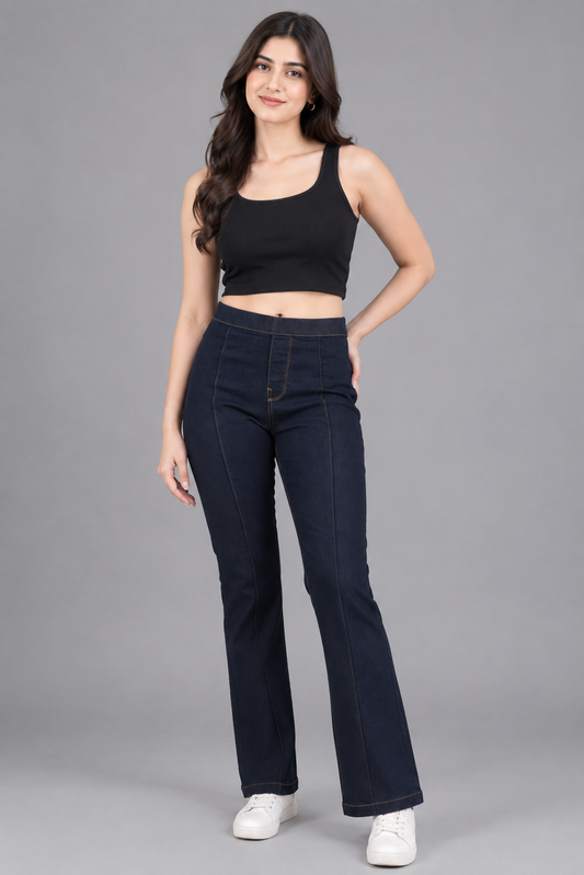 Women's High-Waisted Dark Wash Seamed Jeggings