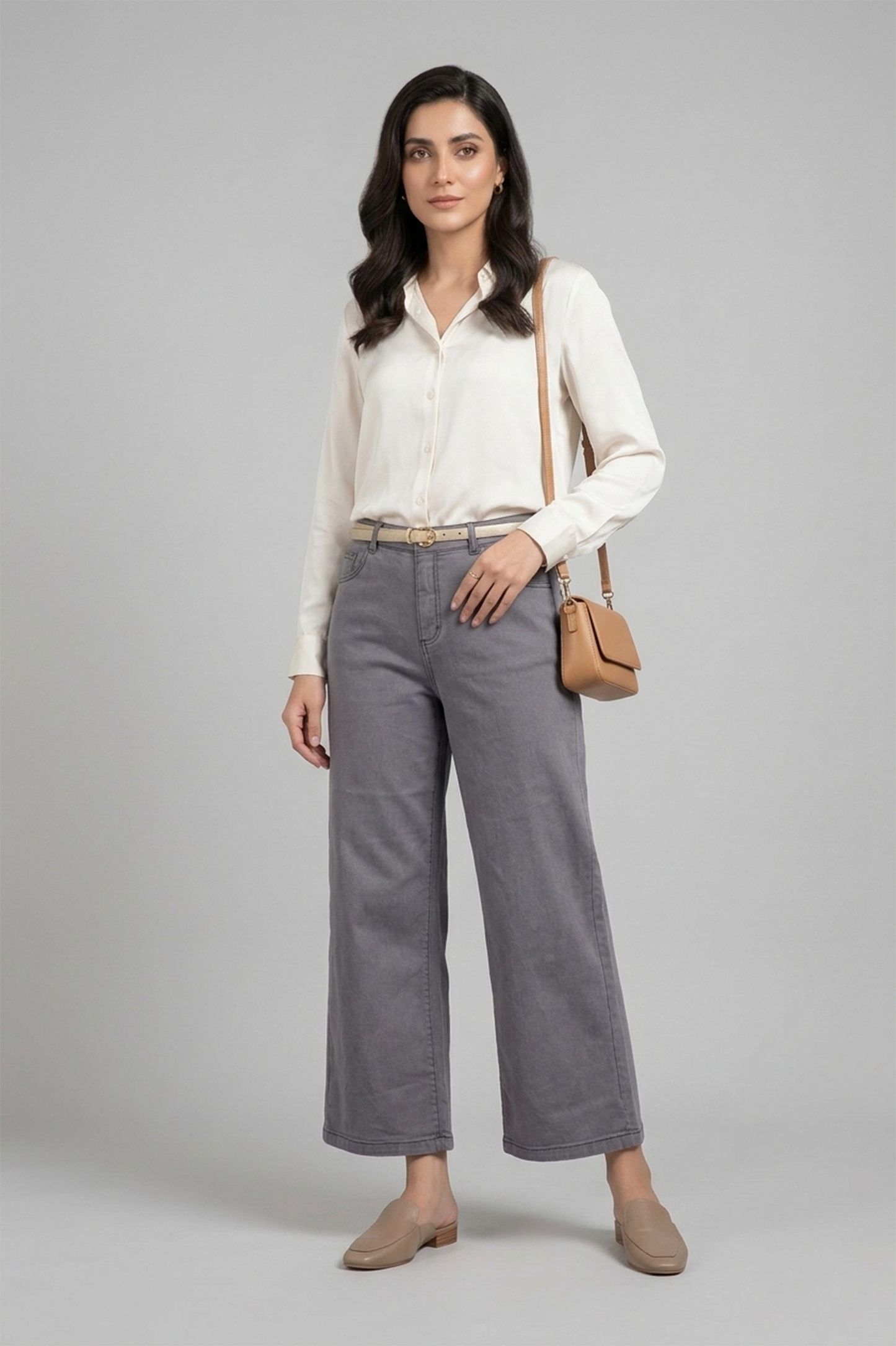 Slate Grey Wide-Leg Pant