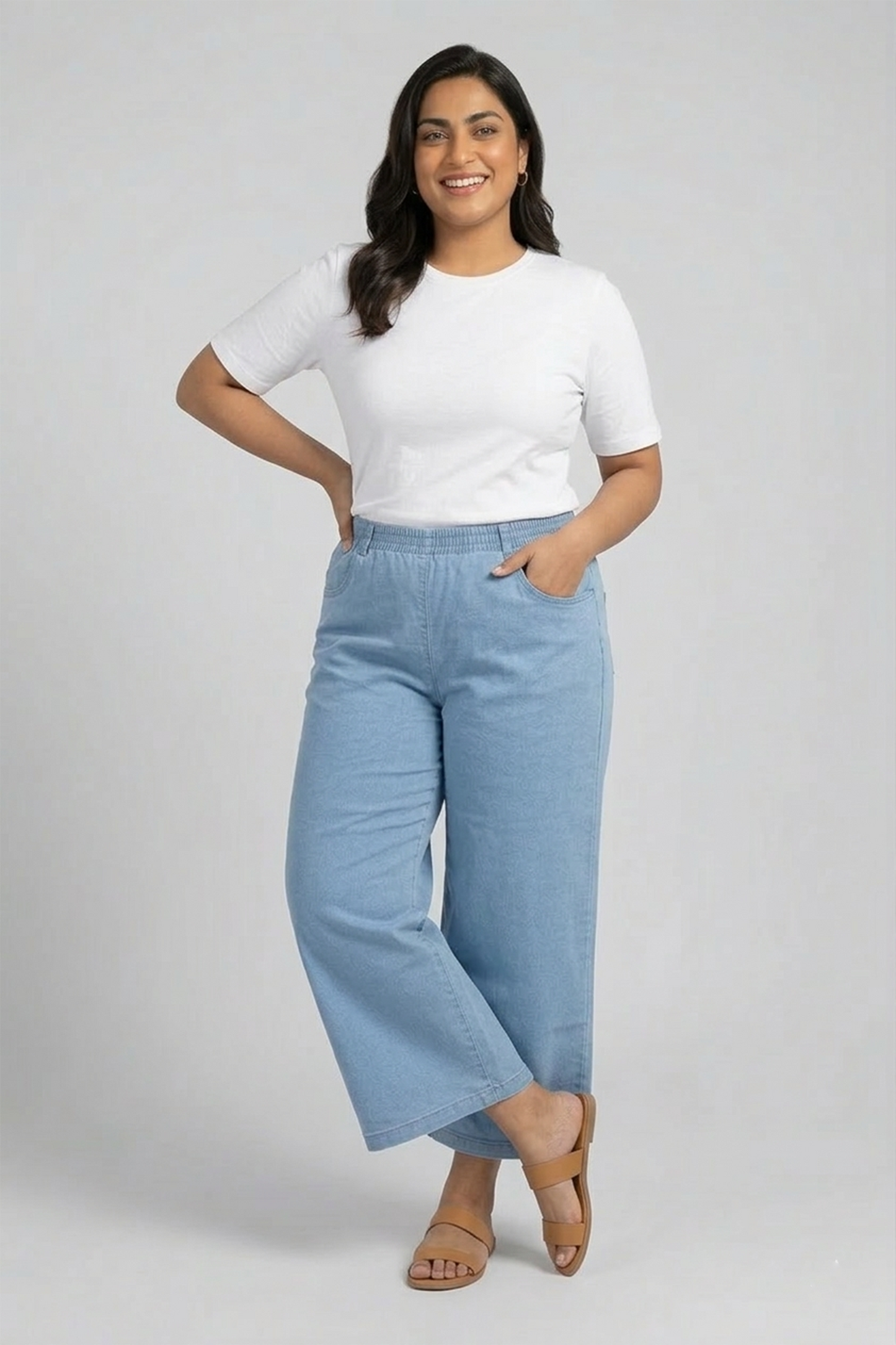Effortless Comfort Wide-Leg Denim Culottes