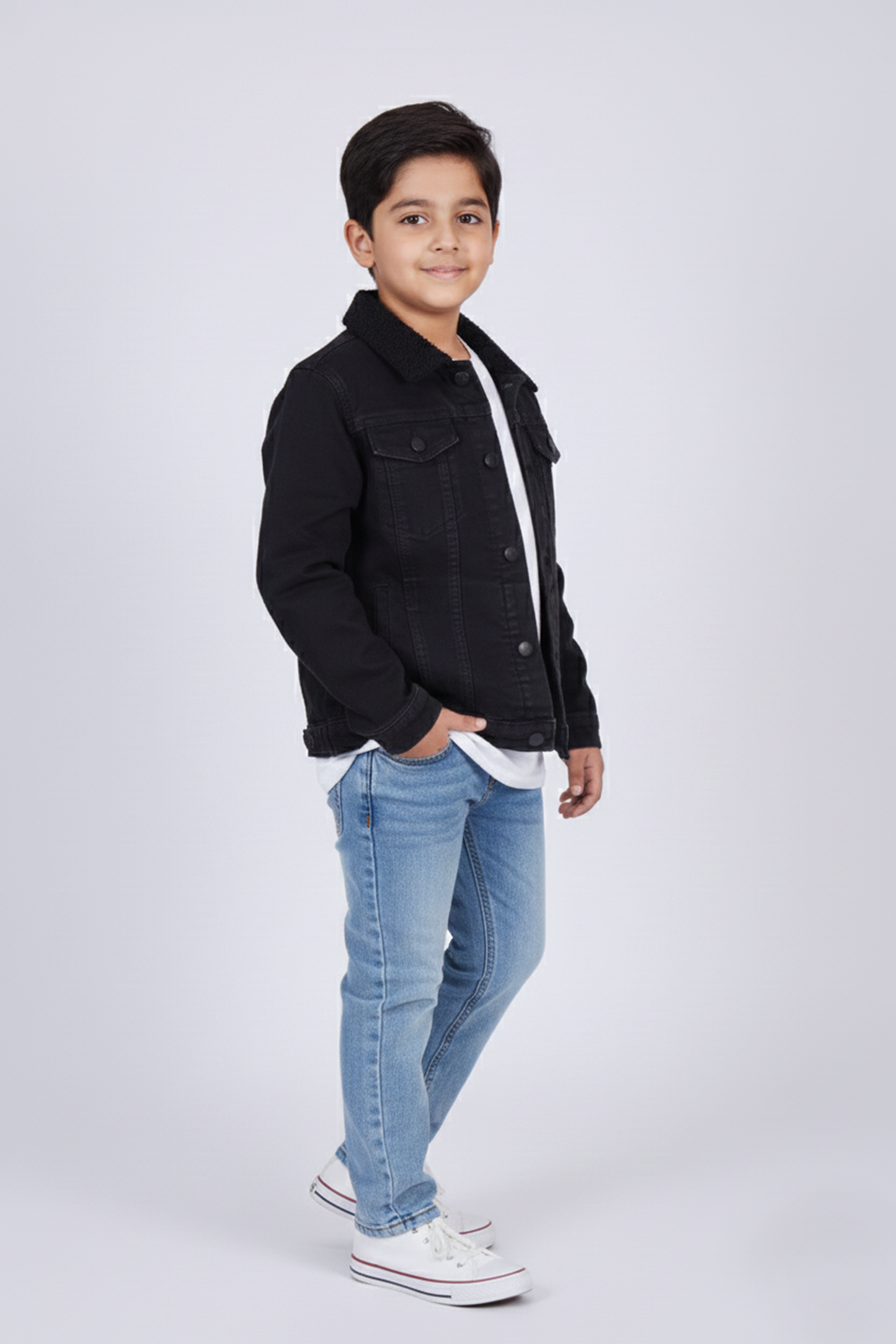 Next 82 Kids’ Premium Black Borg-Lined Denim Jacket