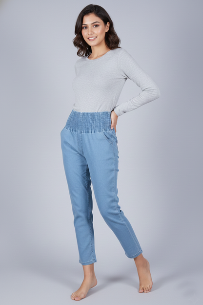 Women's Ieti Elastic Waist Jeggings - Mid Blue