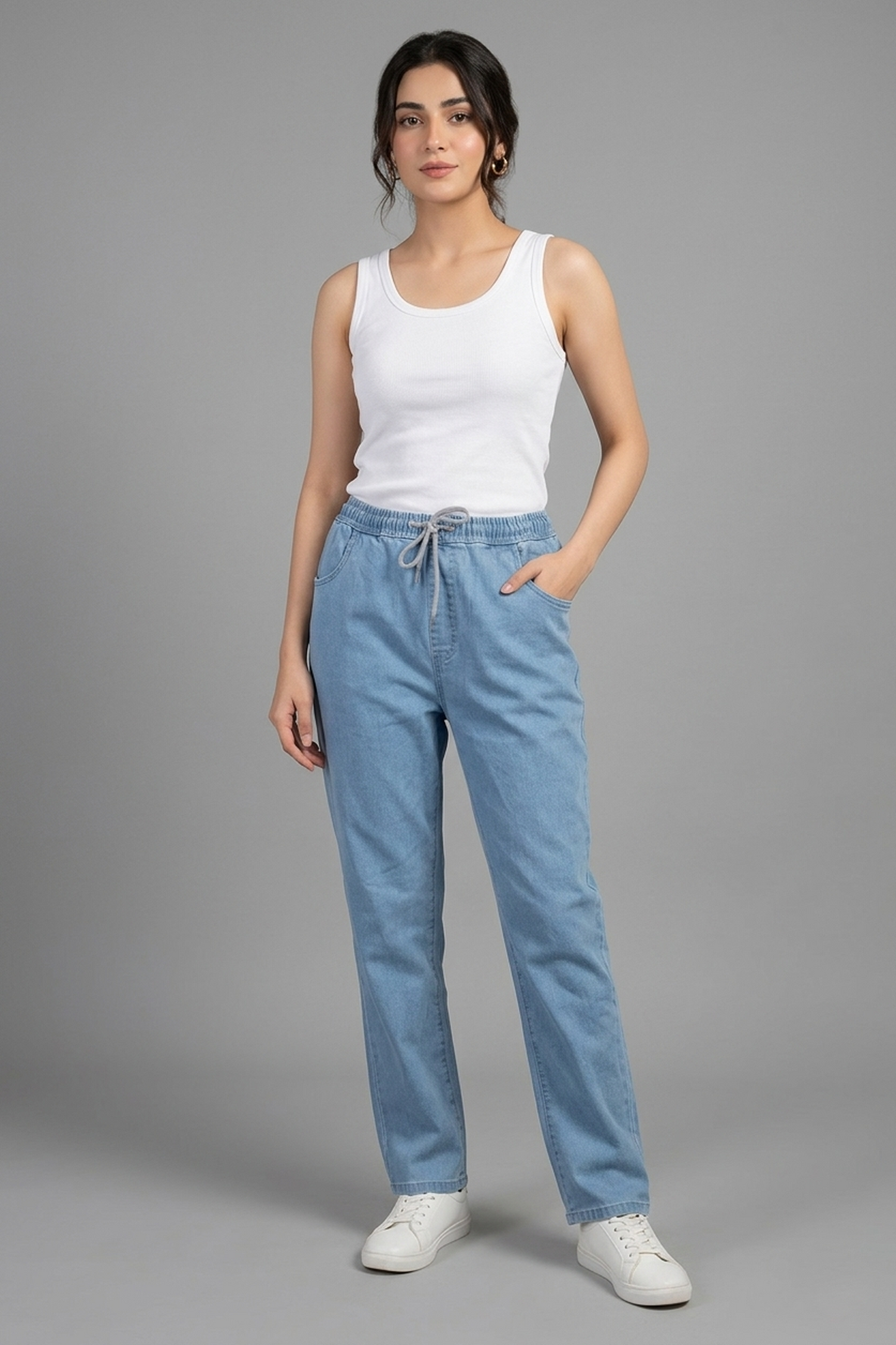 Women's Light Wash Comfort Denim Joggers