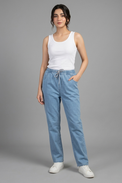 Women's Light Wash Comfort Denim Joggers