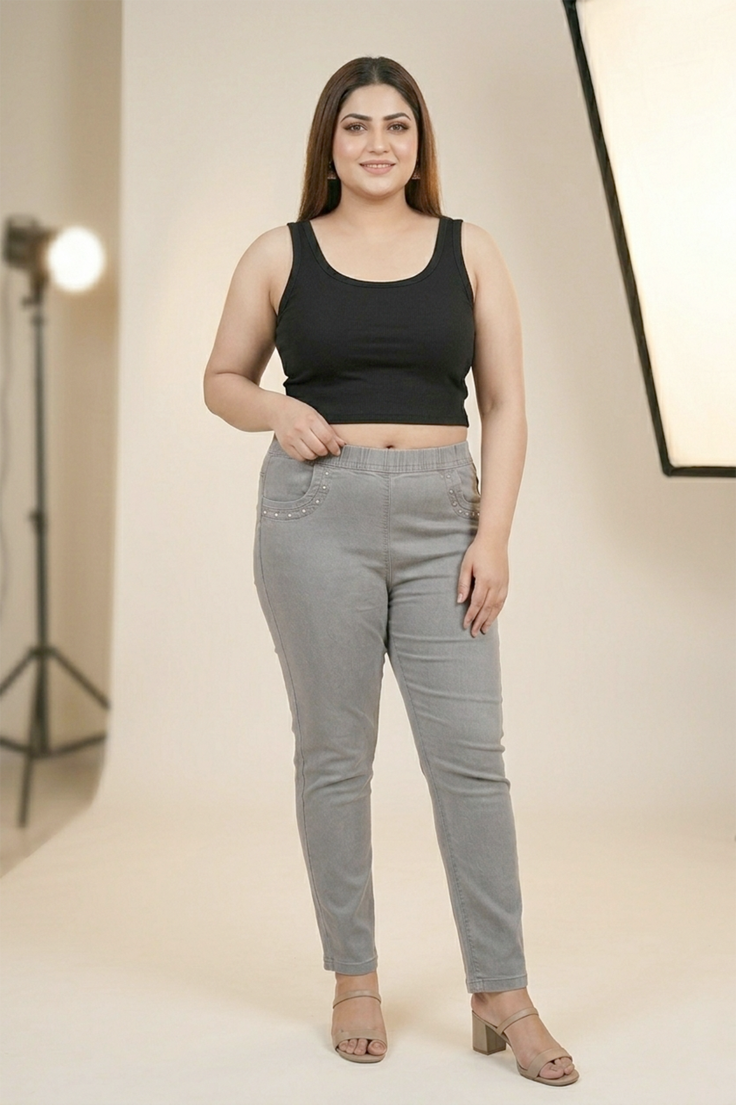 Women’s Grey High-Waisted Jegging-Style Trousers Minor defect