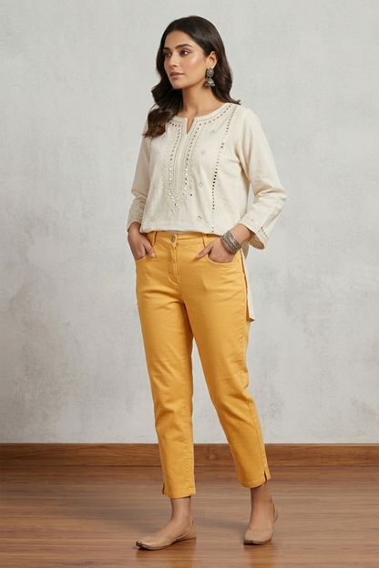 Mustard Yellow Cropped Trousers Minor Defect