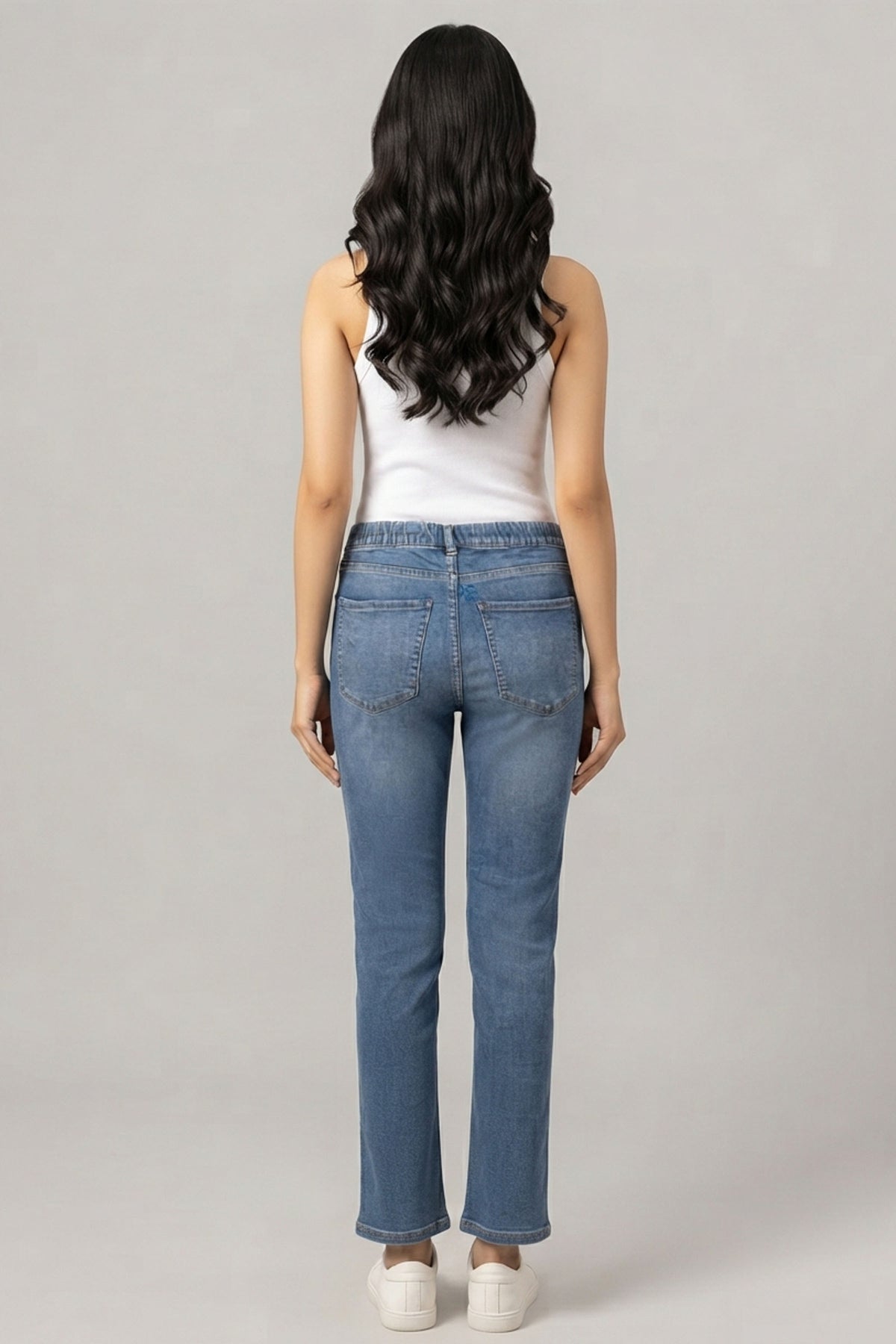 Classic Blue Elastic-Waist Women's Denim Pull-On jegging