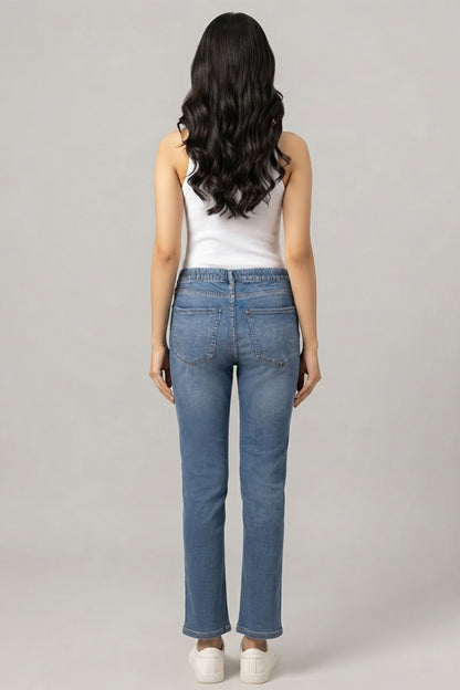Classic Blue Elastic-Waist Women's Denim Pull-On jegging