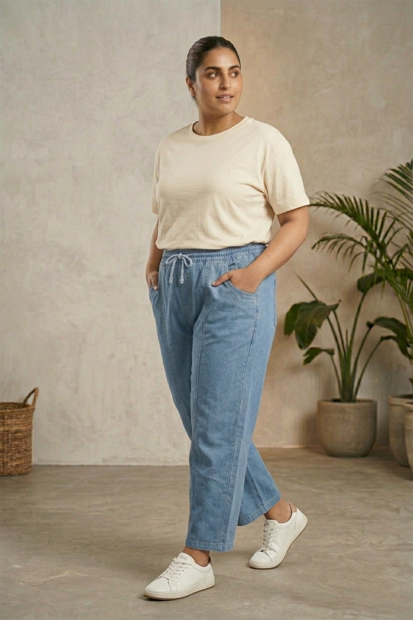 Light Wash Denim Joggers minor Defect