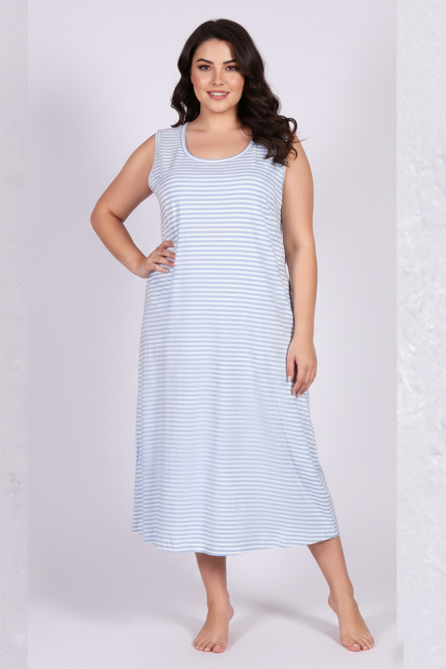 Striped Cotton Nightgown