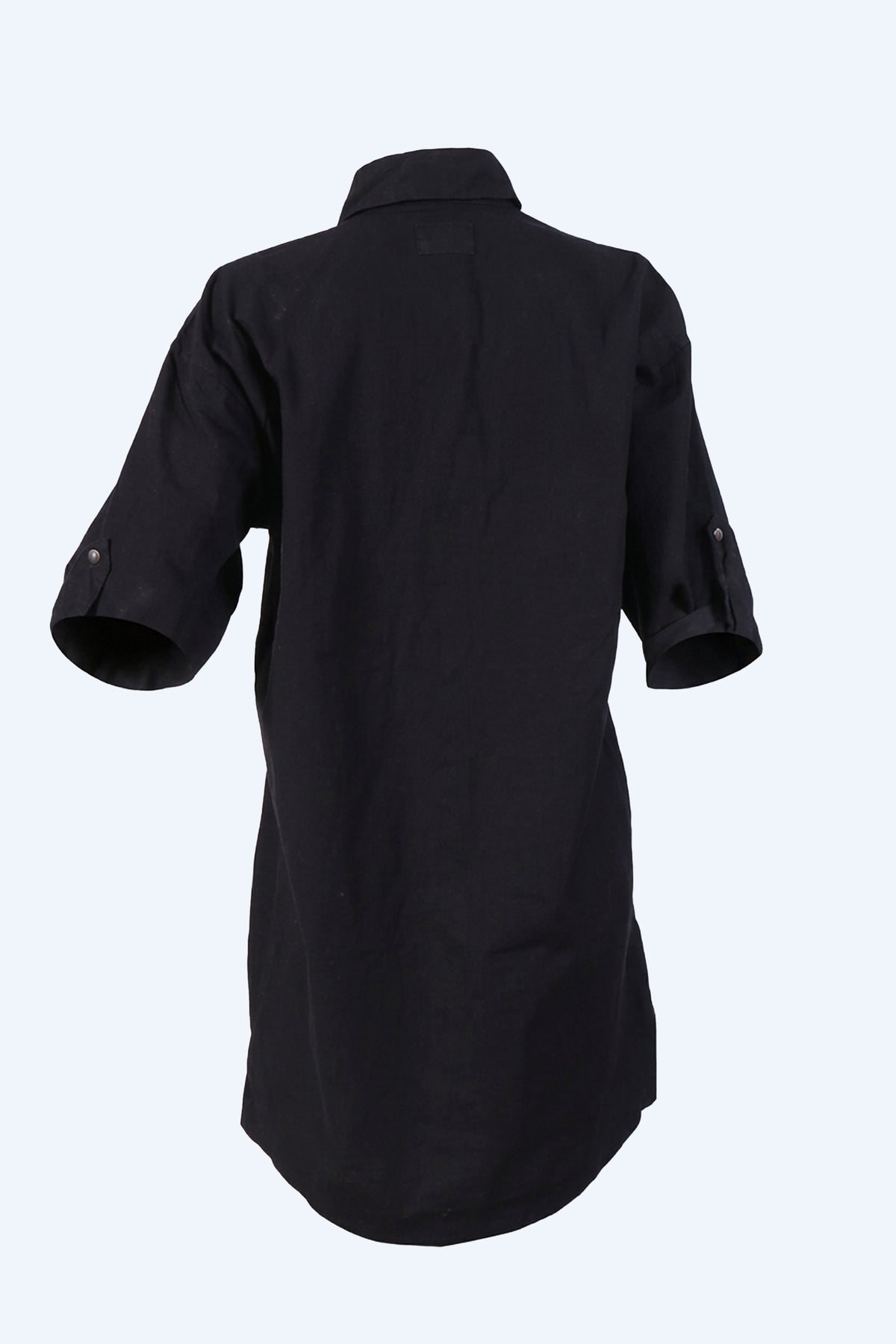 Women’s Solid Black Longline Utility Shirt