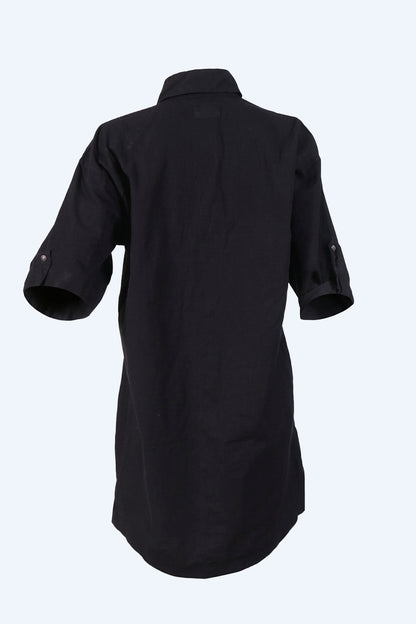 Women’s Solid Black Longline Utility Shirt