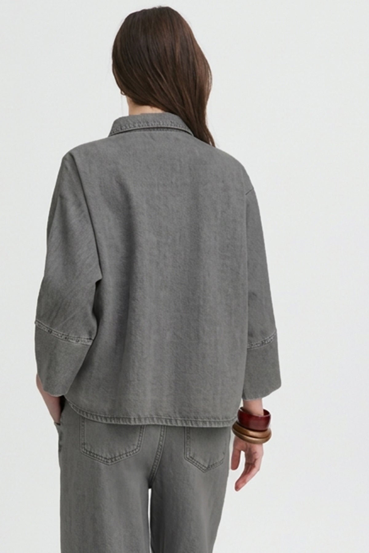 Women’s Korean-Style Oversized Charcoal Denim Shirt / Shacket