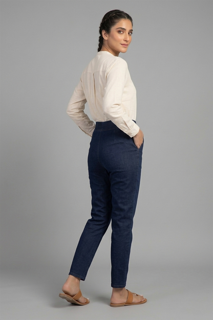 Premium High-Waist Deep Indigo Denim Jeggings