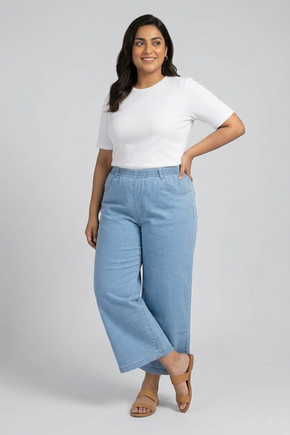Effortless Comfort Wide-Leg Denim Culottes