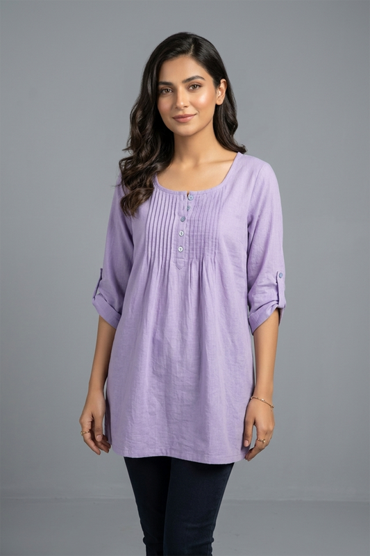Lavender Pintuck Pleated Tunic Top
