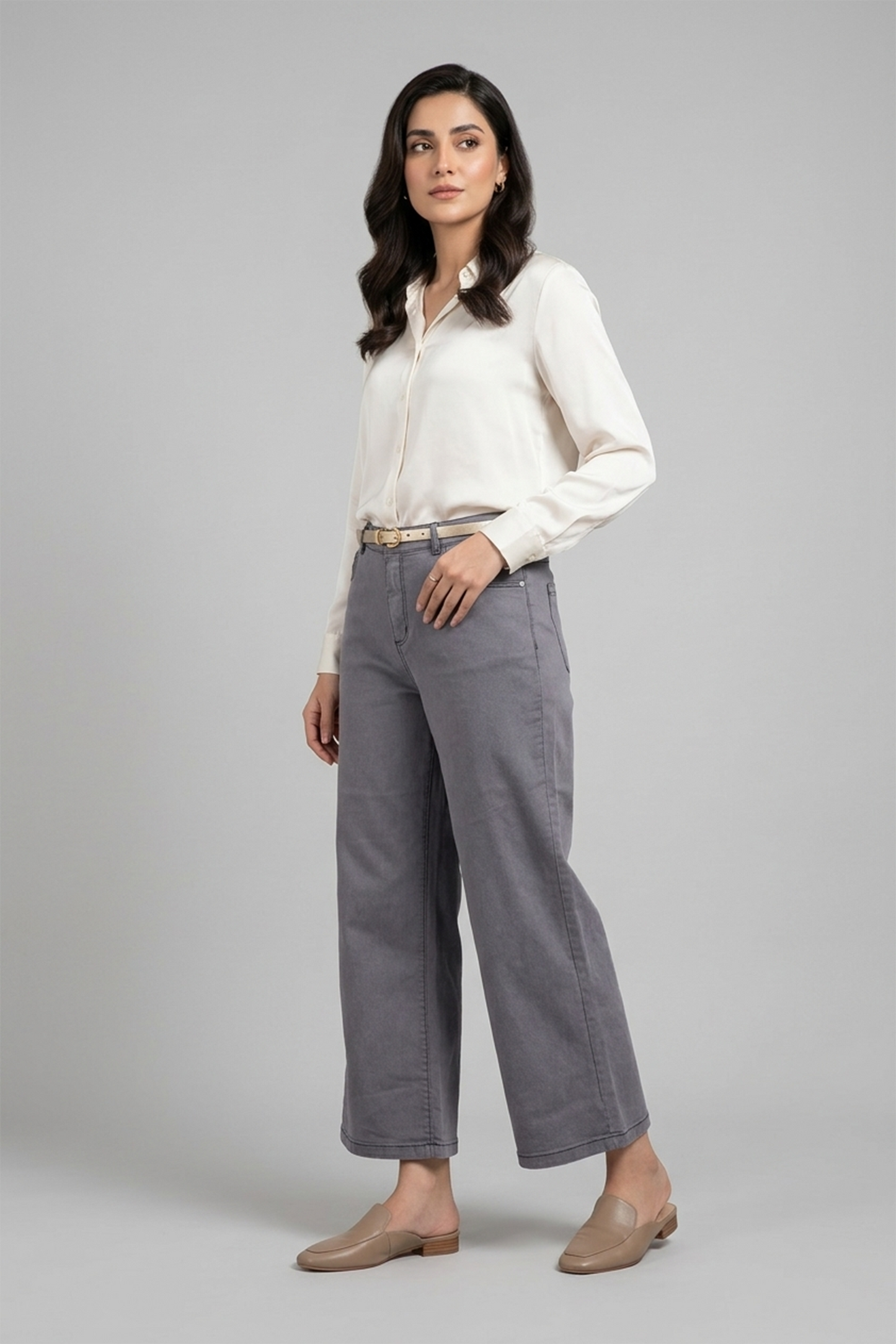 Slate Grey Wide-Leg Pant