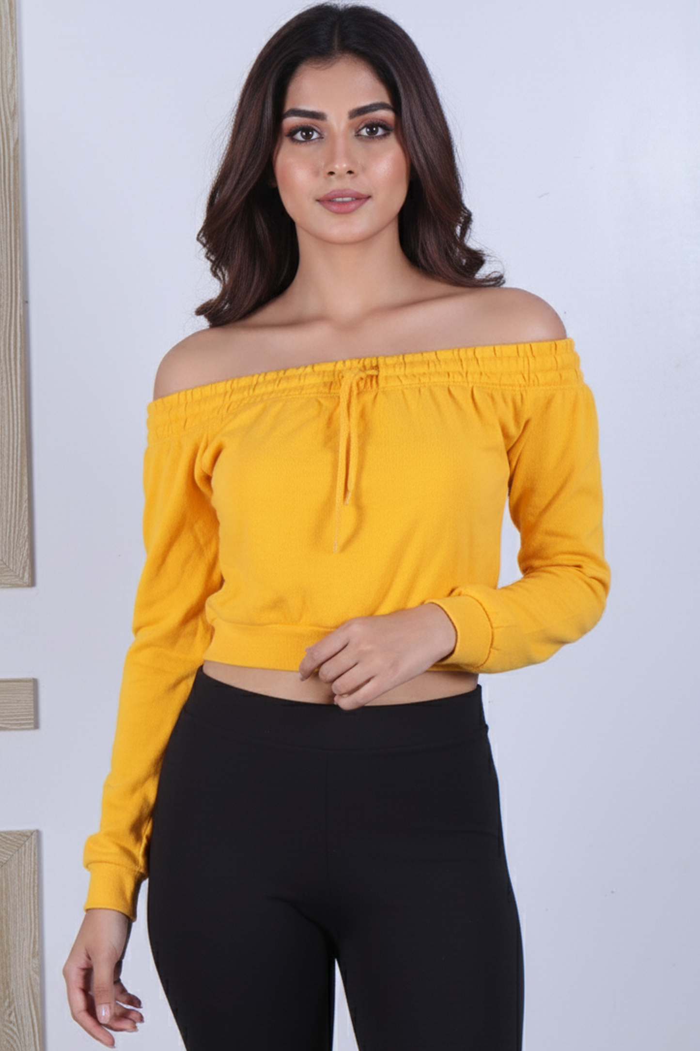 Premium Cotton Blend Drawstring Crop Top