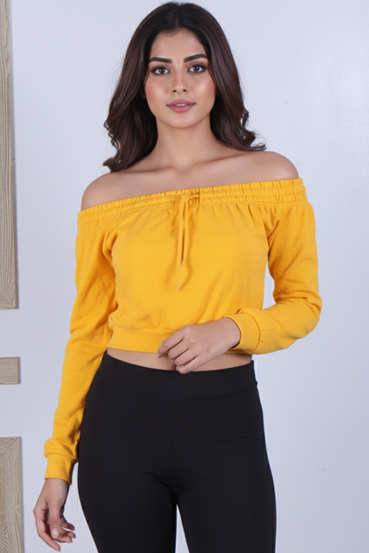Premium Cotton Blend Drawstring Crop Top