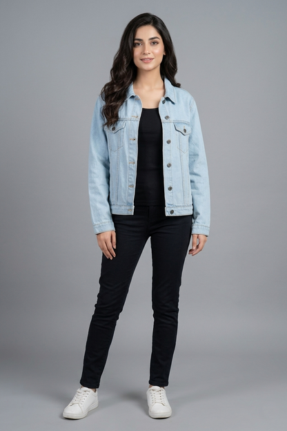 Classic Light Wash Denim Jacket   Minor Defect