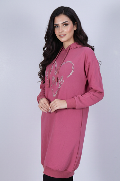 Women's Long Heart Graphic Hoodie Dress