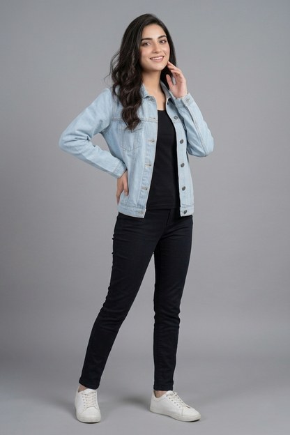 Classic Light Wash Denim Jacket   Minor Defect